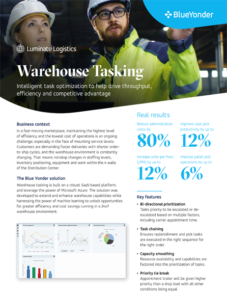 Blue Yonder Warehouse Tasking: Optimization to Drive Throughput & Competitive Advantage