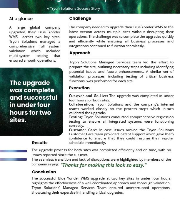 Successful WMS Upgrades: Success Story