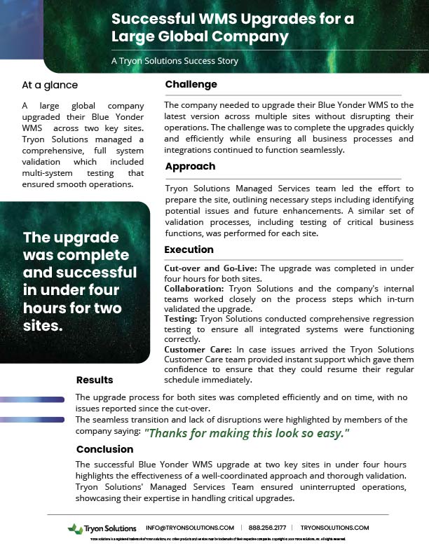 Success Story Large Global Company WMS Upgrade 01